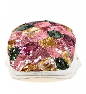 LOCOMO Colorful Multicolor Glitter FFH037WHT in Women's Newsboy Caps