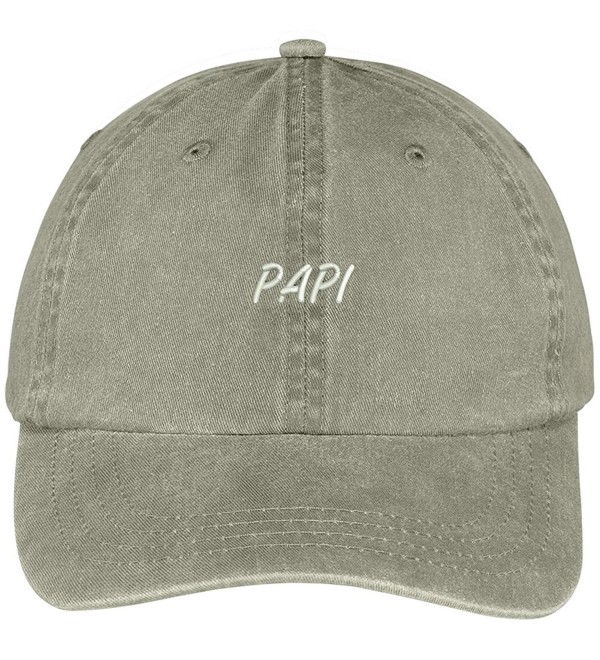 Trendy Apparel Shop Papi Embroidered Washed Cotton Baseball Cap - Khaki - CE12KIJAGAV