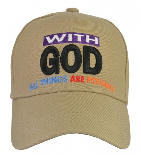 God Hat - Jesus Christ Hat - Religious Caps - Embroidered Hats (10+ Styles & Colors) - With God Khaki - CB12I7J3EYL