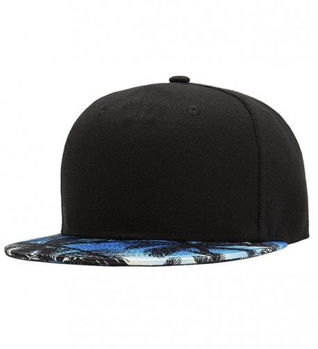 ChezAbbey 3D Printed Solid Brim Hip Hop Adjustable Hat Snapback Baseball Cap - Black - CI12O5NVZLX