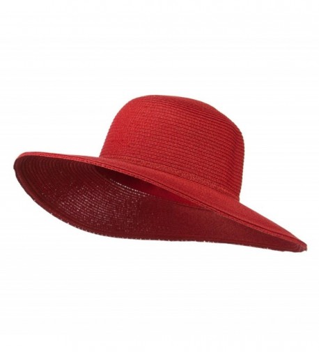 Paper Braid Flat Brim Self Tie Hat - Red W26S25B - CL11D3H5BW1