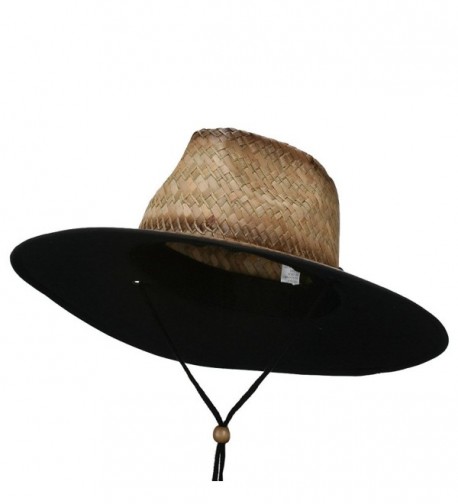 Stained Straw Braid Lifeguard Hat - Black - CN11WTIXT5B