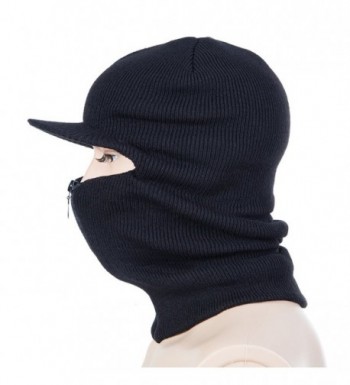 GLOUE Winter Hat Men's Zipper Ski Mask with Visor Balaclava Ski Snow ...