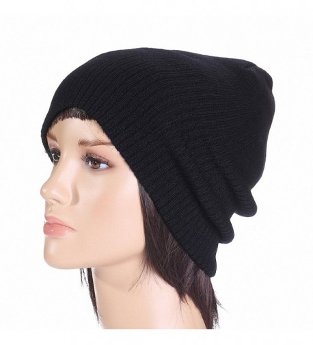 Maoko Unisex Slouchy Winter Hats Knitted Skull Caps Soft Warm Beanie - 074-black - CX12MKARLUP