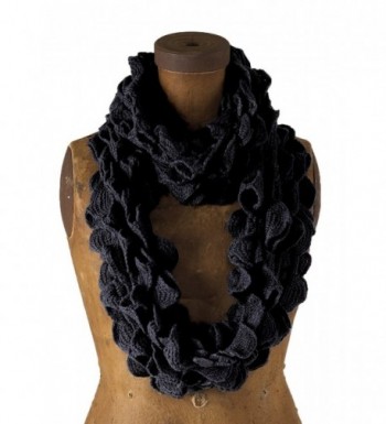 Chic Ruffle Knit Infinity Loop Scarf - Black - CU117OP00FB