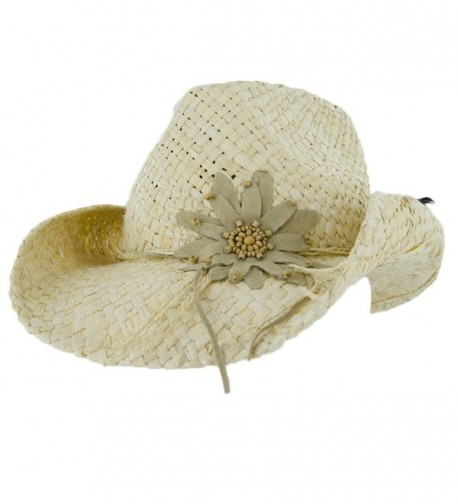 Peter Grimm Ltd Women's Calico Flower Straw Cowgirl Hat - Pgd4023-Tea-O - Natural - CJ11CP3UXQ3