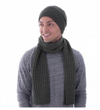 Toppers Unisex Heathered Womens Mens Fall/Winter Knit Beanie Scarf Set - Charcoal - CY186UZXU9X