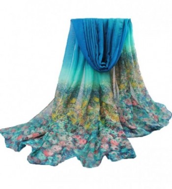 Meihuida Sexy women fashion Floral scarf spring summer beach silk patterns - Blue - CN11X0PXHQ3