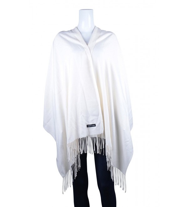 UNISI Large Soft Silky Pashmina Twill Shawl Ladies Wrap Women Scarf in Solid Colors - Ivory - CU12K2D4DIL