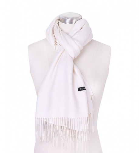 DRESSOLE Cashmere Pashmina Scarves Off white