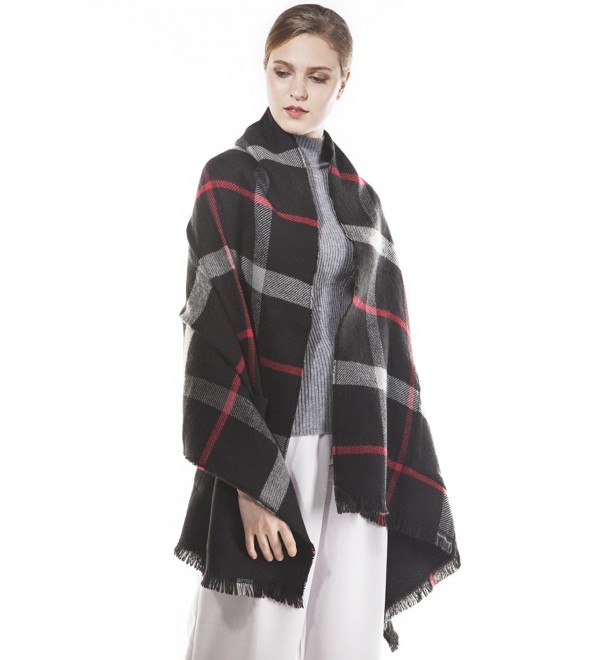 KAISIN Women's Soft Plaid Scarf Large Lattice Fashion Scarves Warmer Blanket Wrap Shawl - Black - CH185ZZQ5NW