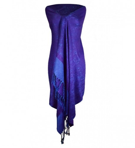 Elegant Vintage Jacquard Paisley Feel Shawl Wrap Scarf Purple and Blue ...