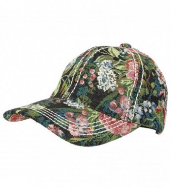 Funky Junque's Vintage Floral Tapestry Stitch Baseball Hat with Leather Closure - CQ12EGSOHBV