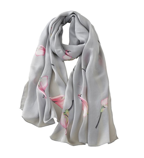 JIMINCI Womens Fashion Scarf 100% Silk Scarf - Gray - CX182A9KU9S