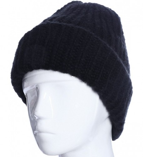 Rib Cuffed Beanie Women Winter Hats Thermal Skull Cap for Womens Watch Cap - Black - CA188ITDZTT