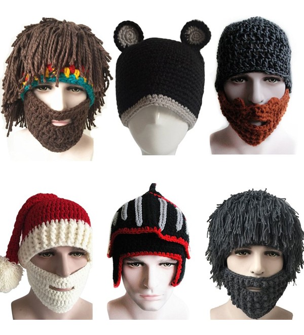 Yosang Windproof Ski Mask Warm Knitted Beanie Hat Cap - Yello & Brown Mask - C512N8O7IOX