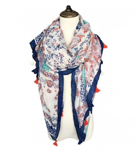 DOCILA Pretty Flowers Shawl- Ladies Wrap Scarf For Travelling or Office Use - White - CF17YHEO53C