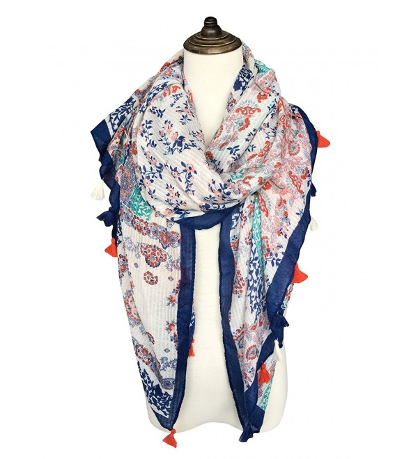 DOCILA Pretty Flowers Shawl- Ladies Wrap Scarf For Travelling or Office Use - White - CF17YHEO53C DOCILA Pretty Flowers Shawl- Ladies Wrap Scarf For Travelling or Office Use - White - CF17YHEO53C