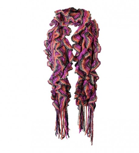 Spiral Ruffle Knit Winter Scarf - Purple - CG110C3VQJL