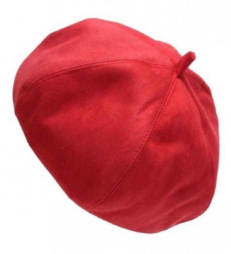 JYS Women's Suede Fabric French Style Beret Warm Beanie Hat Cap - Red - CM12N1VL5IA