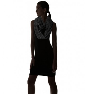 Womens Dots Weaving Solid Black in Cold Weather Scarves & Wraps