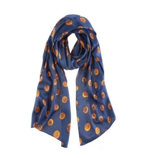 Soft Stylish Shawl Wrap-Lightweight Silk Twill Scarf by YS.AU-Navy & Yellow-Large - CX180QLUXXY