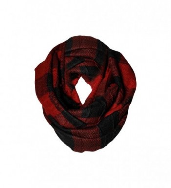 Red & Black Buffalo Check Infinity Scarf Funky Monkey Fashion Warm Cozy Scarves - CR1874ZMTD4