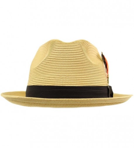 Removable Feather Fedora Hat Natural in Men's Fedoras