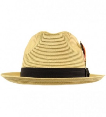 Removable Feather Fedora Hat Natural in Men's Fedoras
