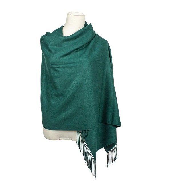 Colleer Pashmina Style Wrap Scarf Solid Colour Shawl Pure Cashmere - All Seasons - Green - CB188IIGXS4