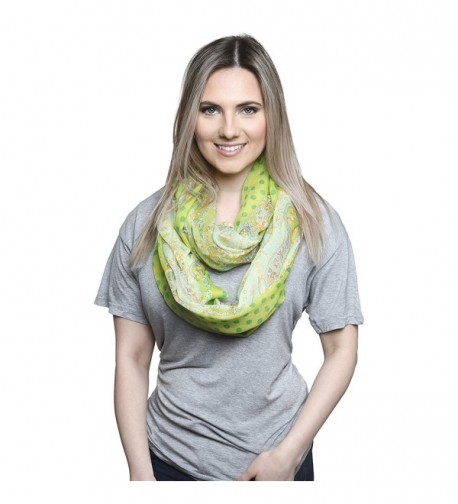 Feriamode Women's Light Weight Colorful Pattern Infinity Scarf - 48 Green - CX11VT3IPM9