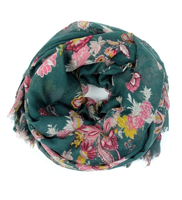 Scarves for Women: Lightweight Elegant Floral Fashion shawl by MIMOSITO - Green Floral - CH18C3NCG0M