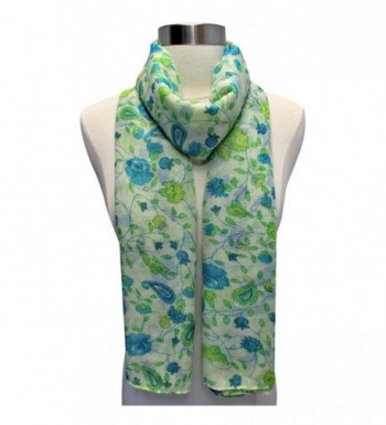 Green Floral Print Summer Scarf