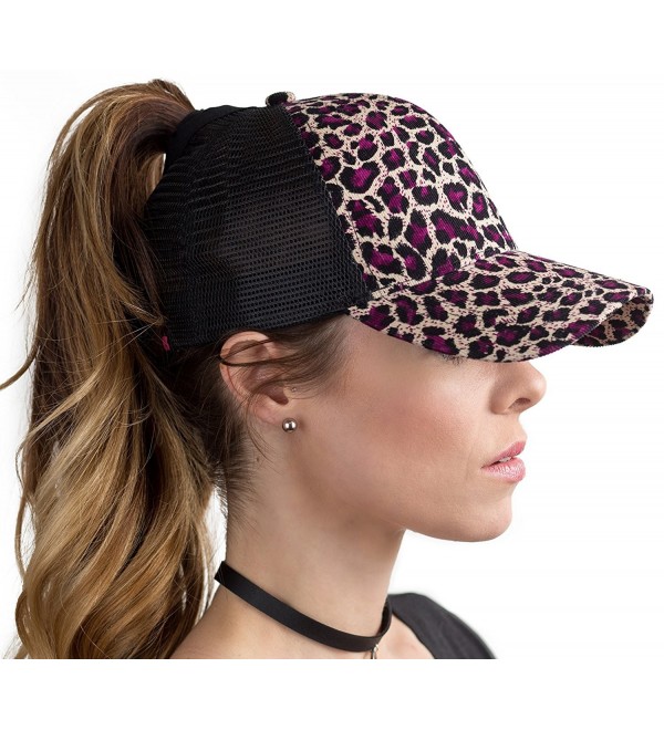 BOEKWEG The Original Fashionable Ponytail Hat. (Purple Leopard/Cream) - C912NRV2X5D