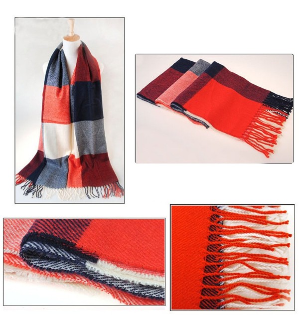 Bthdhk Womens Warm Long Plaid Shawl Scarf for Fashion Wear Gorgeous Wrap Shawl -- - Red - C412NYZL0EU