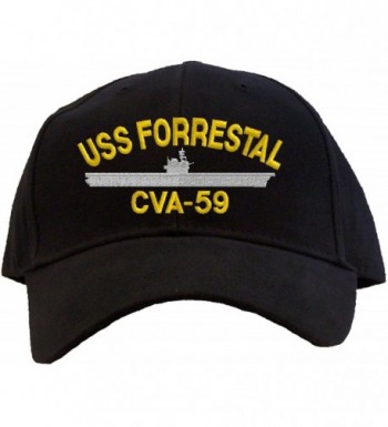 USS Forrestal CVA-59 Embroidered Baseball Cap - Black - CC11FQRZGSZ