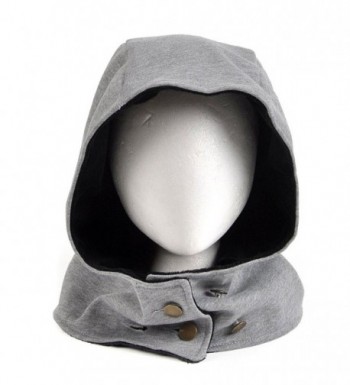 LOCOMO Women Men Gray Hood Button Hat Cap Wind Resistant Neck Warmer FFH079 - Gray - CF12NA7T8KQ