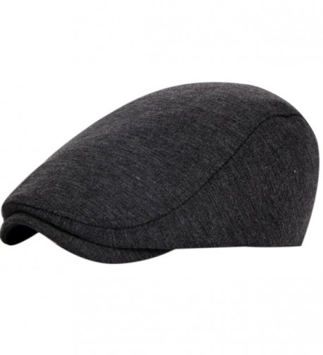 QingSun Men's Cotton Flat Cap Newsboy Hunting Hat Cotton Spring Autumn Winter Hat - Dark Gray - CG182AK3QHA