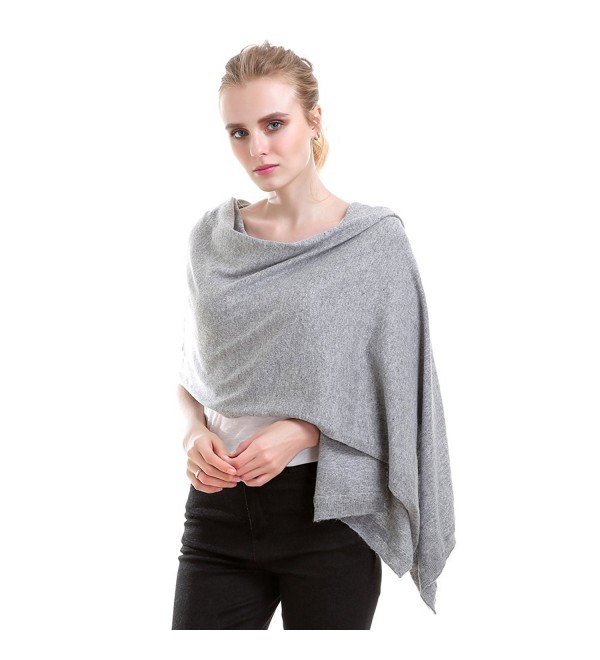 Vemolla Women Knitted Wool Solid Long Shawl Scarf Warp - Soft Grey - CY187R8RLKH