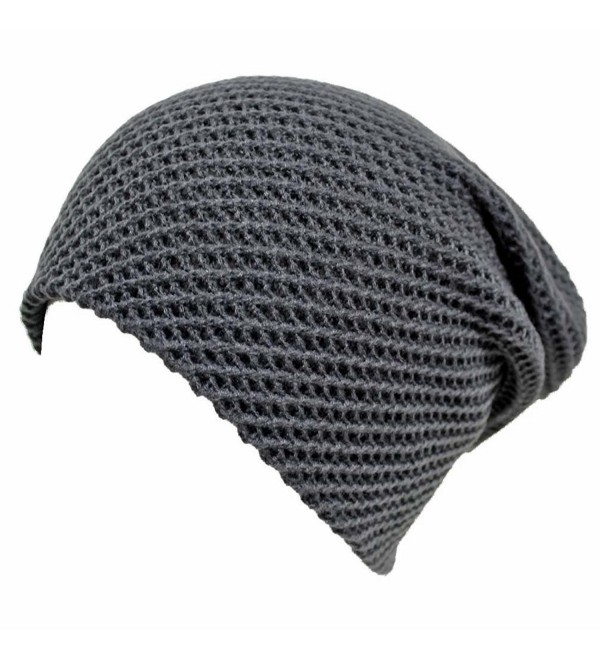 Luxury Divas Waffle Knit Slouchy Beanie Cap Hat - Gray - CQ11G4LOPNJ