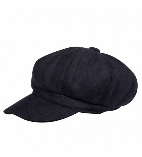 VBIGER newsboy Hat Beret Hat Fedora Wool Blend Cap Collection Hats Cabbie Visor Cap For Men Women - Black - CD125LOGLMR