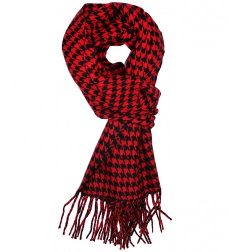 Ted and Jack -Ted's Classic Cashmere Feel Houndstooth Pattern Scarf - Black & Red - CL12747XMS5