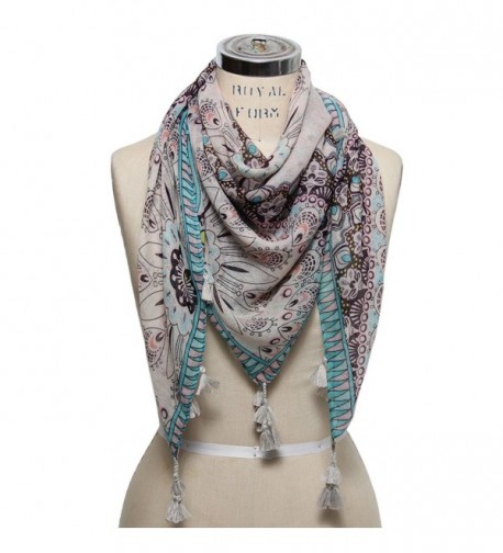 Scarfand's Multicolored Spring Print Scarf - Floral Beige - CS11LGR3HL7