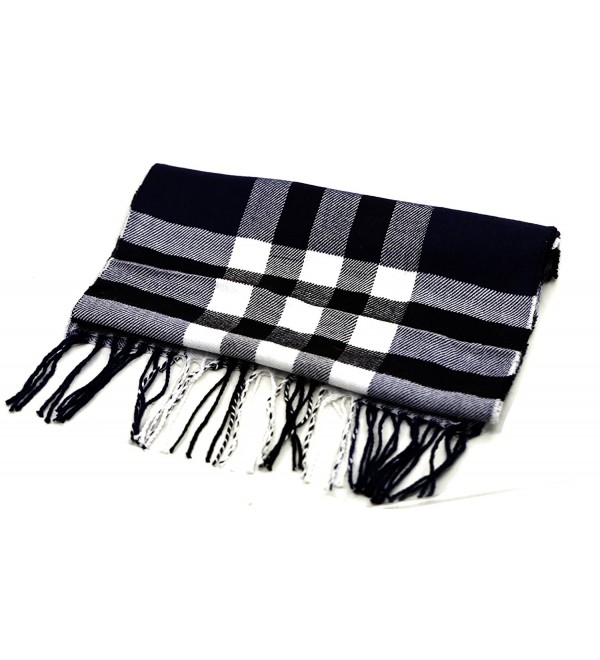 Cashmere-like Soft Scarf- Scarf in Rich Plaids Winter Blanket Wrap Shawl - B+w - CT1888357QR