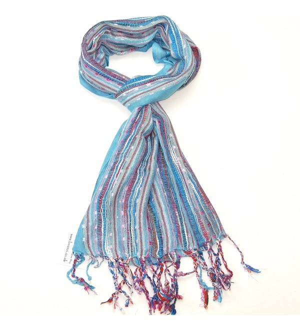 Lovarzi Women's Colourful Scarf - Versatile and dazzling scarf for women - Turquoise Blue - CN116MS07GD