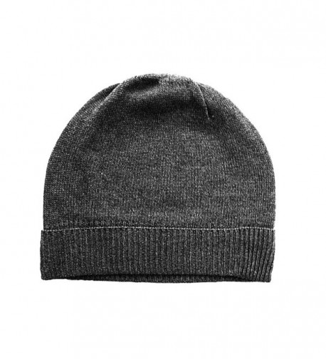 Charcoal Gray Pure 100% Cashmere Beanie Hat Unisex - C9117DVCQ71