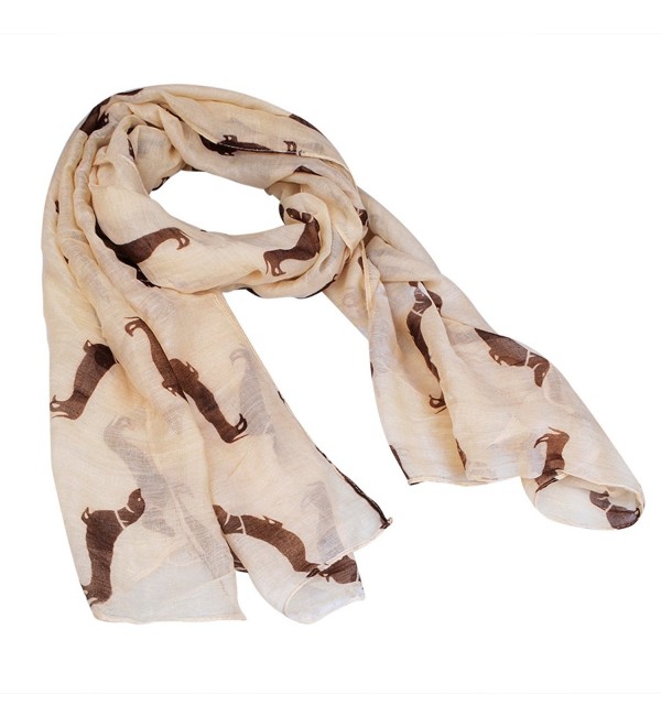 New Fashion 9 Color Animal Dachshund Dog Print Scarf Pashmina Women Scarves - Beige - CK125TLXRID