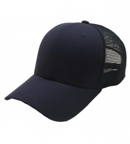 ATOBAO Men Big Size Mesh Back Plain Baseball Cap Curved Brim Trucker XL XXL XXXL - Navy - C517XHQDZ7I