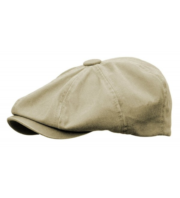 Rooster Washed Cotton newsboy Gatsby IVY Cap Golf Cabbie Driving Hat - Khaki - CH11Z8UJEWJ