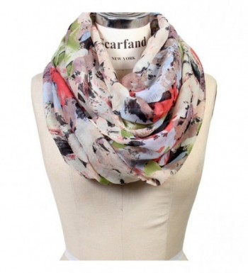 Scarfand's Mixed Color Oil Paint Infinity Fashion Scarf - Brushstroke Rose Ivory - CU12NVD23UN